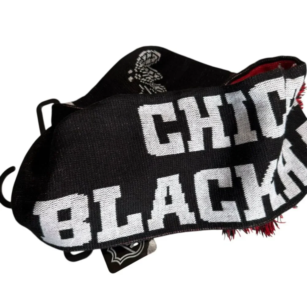 Chicago Blackhawks Reversible Scarf Knit Winter Neck NEW NHL Spellout Split Logo
